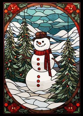 Snowman Stained Glass