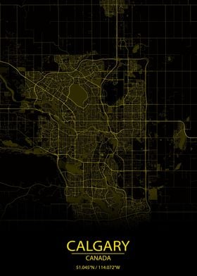 Calgary Alberta Yellow Map