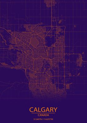 Calgary Alberta Purple Map