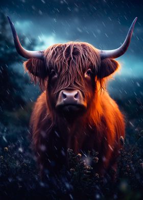 Highland Cow in Rain