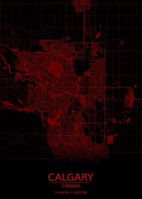 Calgary Alberta Red Map