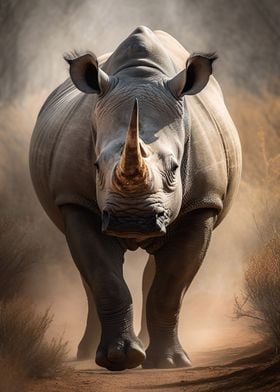 Rhino Walking Cute Animal