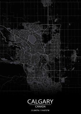 Calgary Canada Black Map