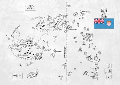 Handdrawn Fiji Map