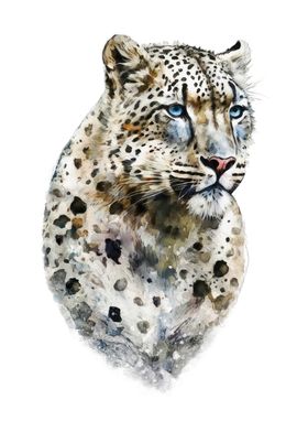 Snow Leopard Watercolor