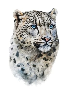 Snow Leopard Watercolor