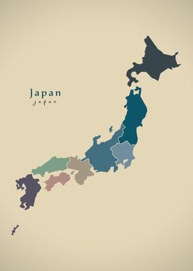 Japan map with regions