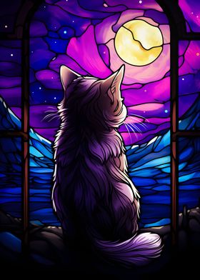 Munckhin cat Stained glass