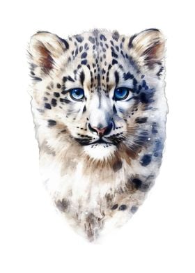 Baby Snow Leopard Art