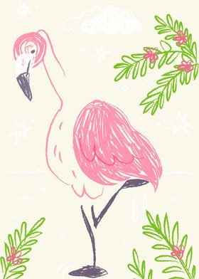 Pink picture book flamingo