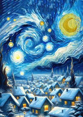 Starry night winter santa