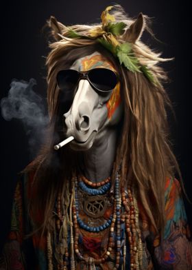 Hippie Horse Smoking