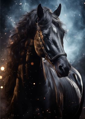 friesian black horse