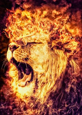 Fiery Roaring Lion