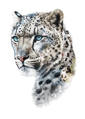 Snow Leopard Watercolor