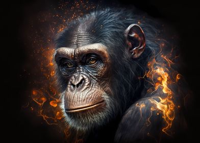 Chimpanzee made by fire