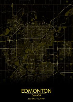 Edmonton CA Yellow Map