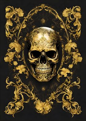 Gothic Black Gold Skull