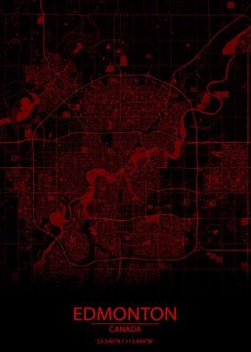 Edmonton Alberta Red Map