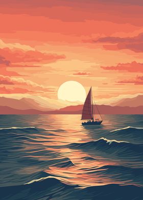 Sailboat Ocean Sunset