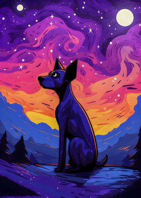 mystical dog colorful nigh