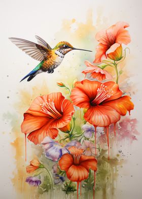 Watercolour Hummingbird