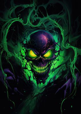 Purple Skull Green Flames