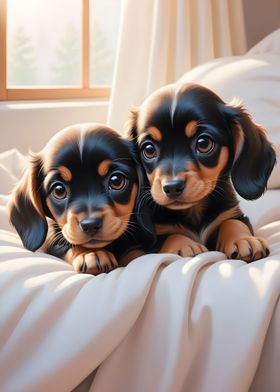 Dachshund Puppies Poster