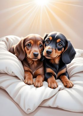 Dachshund Puppies Poster