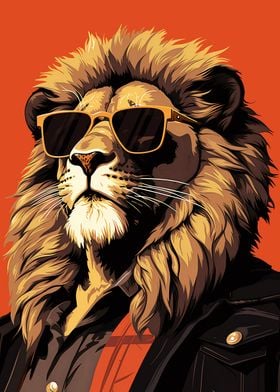 Stylish Lion with glasses