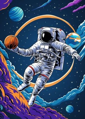 Astronaut playing sketball