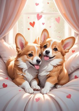 Corgi Puppies Poster