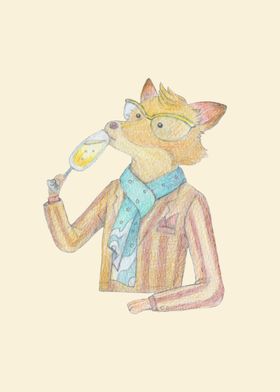 Fox and sparkling wine