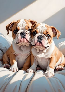 Bulldog Puppies Poster