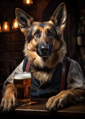 German Shepherd in the Pub