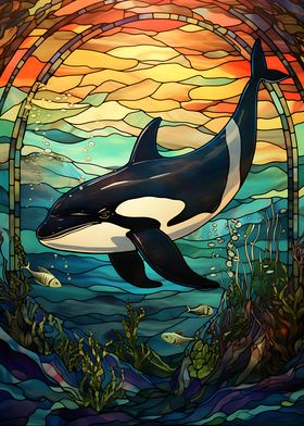 Killer Whale Stained Glass