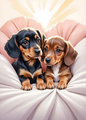 Dachshund Puppies Poster