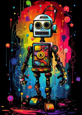 Robot colorful psychedelic