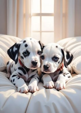 Dalmatian Puppies Poster