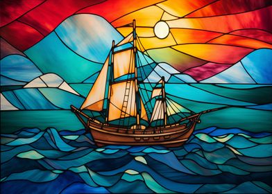 Stained Glass Pirate Ship