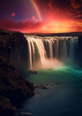 Beauty of Waterfall Sunset