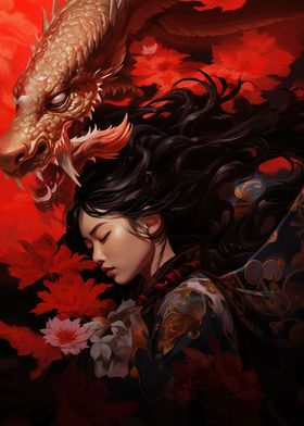 Geisha with a Dragon