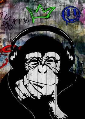 Pop Art Funny Monkey Music