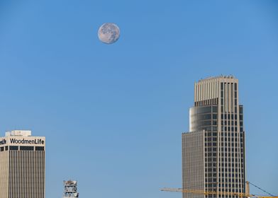 Moon over Downtown Omaha