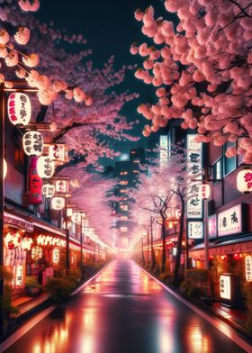 Neon Glow of Sakura Street