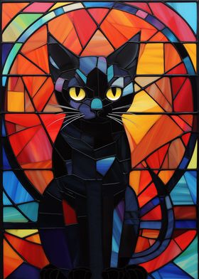 Black Cat Stained Glass