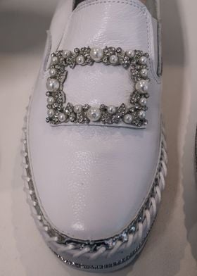 white bling shoe