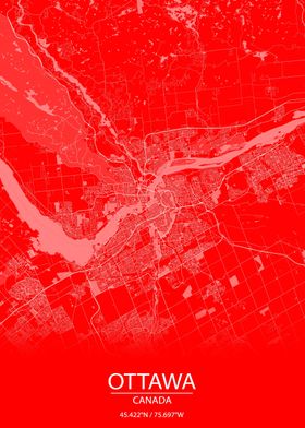 Ottawa Ontario Red Map