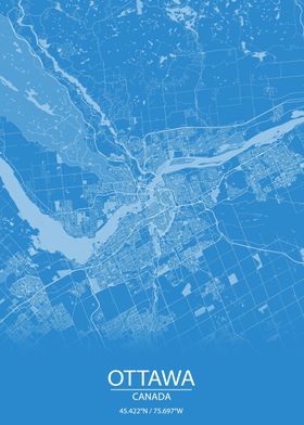 Ottawa Ontario Blue Map