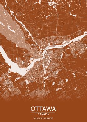 Ottawa Ontario Brown Map